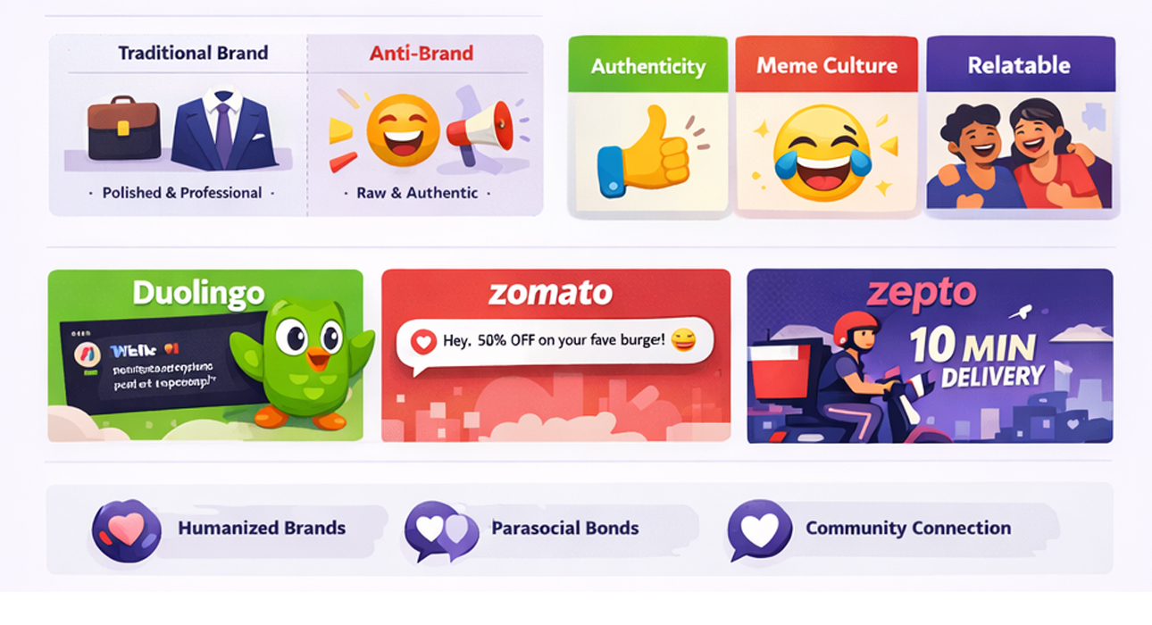 The 'Anti-Brand' Trend: Why Duolingo, Zomato and Zepto Are Winning by Breaking Every Brand Rule